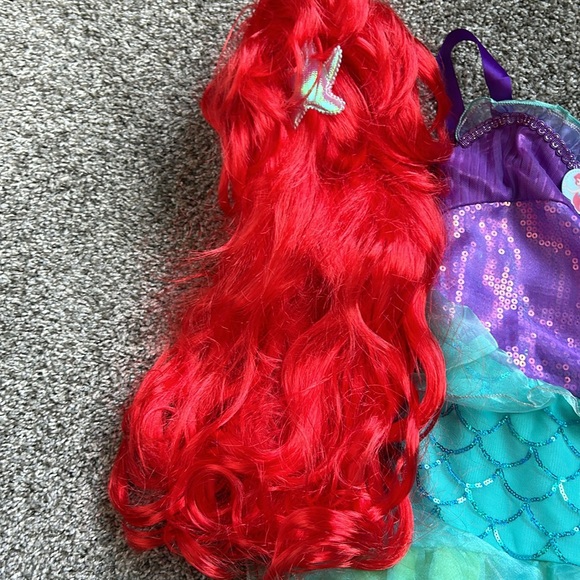 4T toddler girl Little Mermaid Ariel costume with red wig - Picture 2 of 10